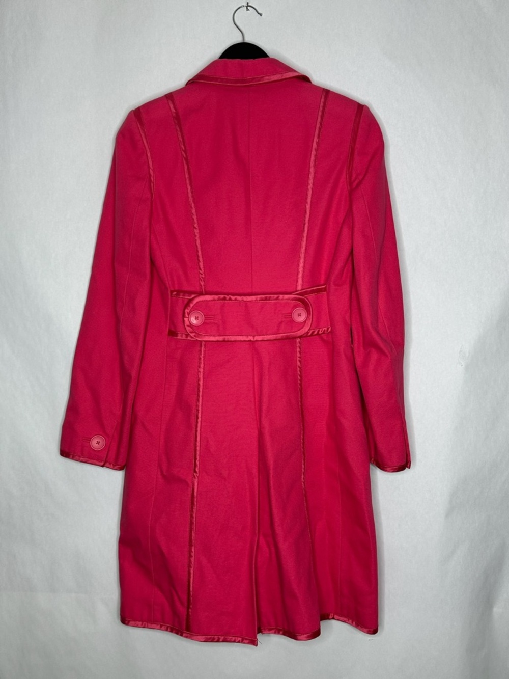 Banana Republic Pink Trench Coat Satin Trim Button Front Jacket Preppy Small - Picture 4 of 14